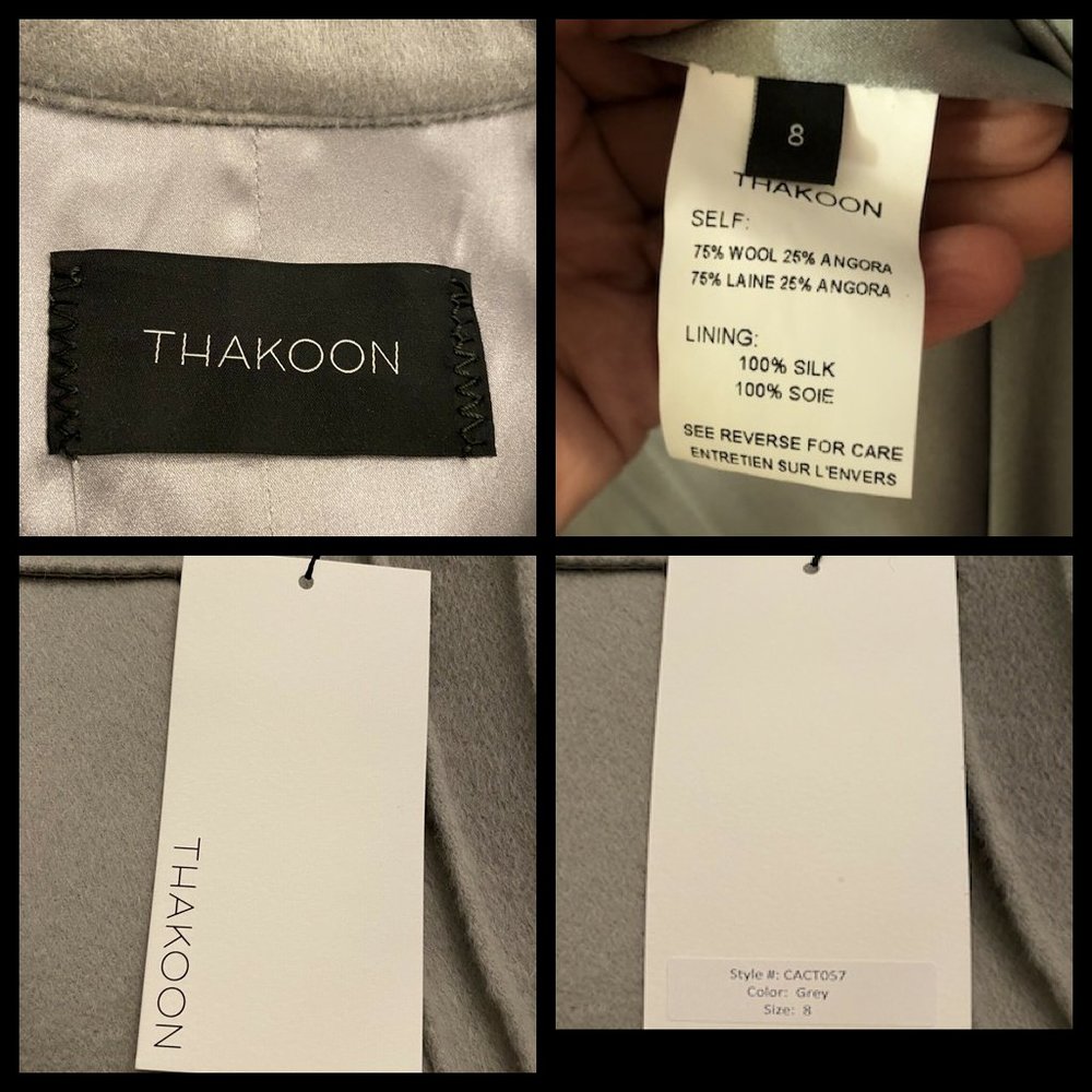 SALE-Off the RUNWAY- THAKOON -Very RARE, Chic, Flattering Coat, Sz 8, GREY Wool - Picture 5 of 12